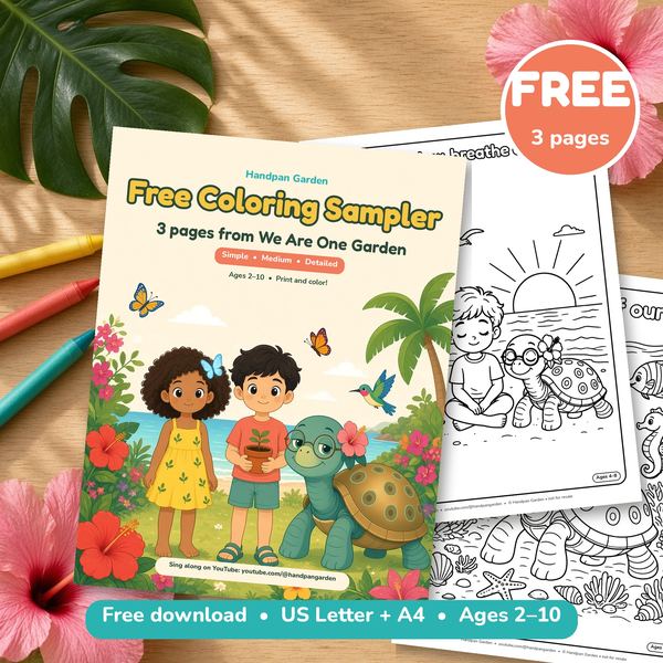 Handpan Garden Free Coloring Sampler pages